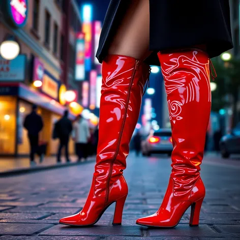 red high boots