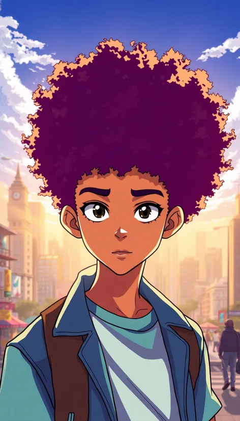 anime afro hair