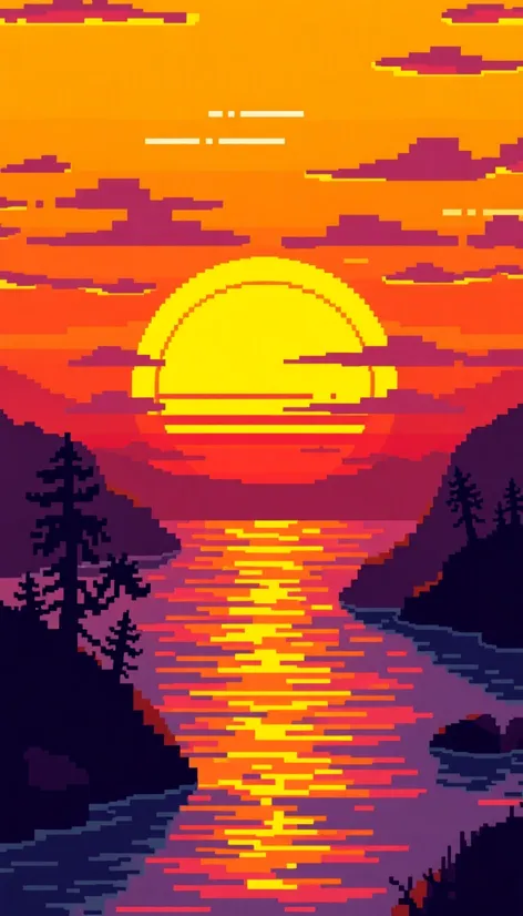 pixelated background sunset