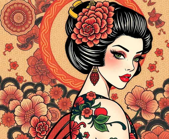 geisha pin up tattoo