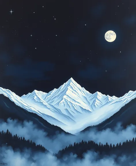 night mountain painting