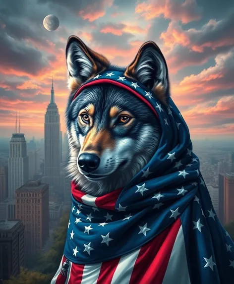 american flag wolf