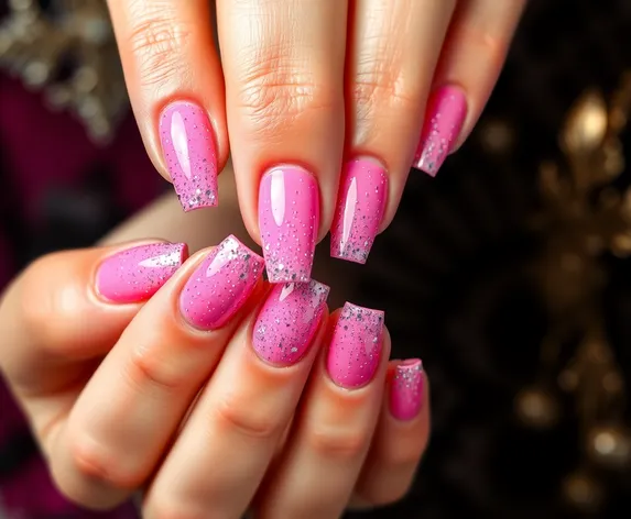 pink acrylic nails with