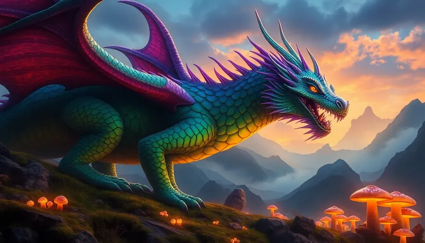 green and purple dragon