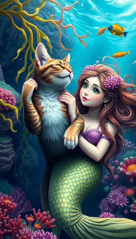 cat and mermaid