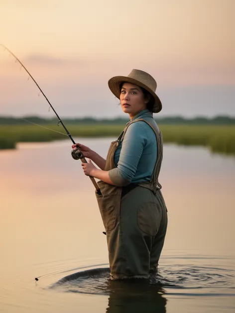 woman fishing