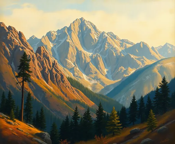 vintage mountain painting