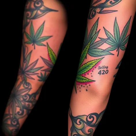 420 tattoo marijuana leaf