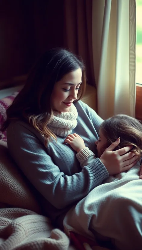 woman brushing daughter's hair