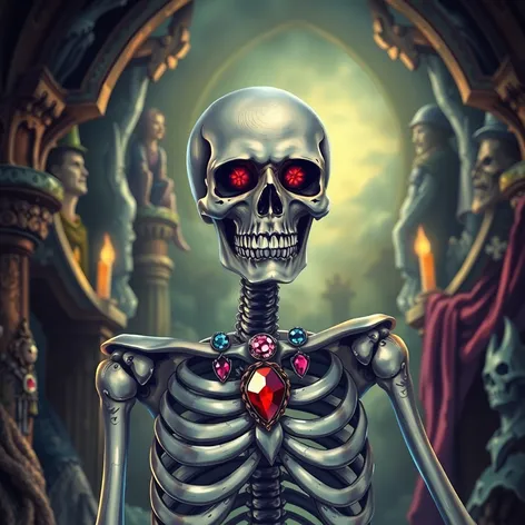 skeleton with jewels drawing