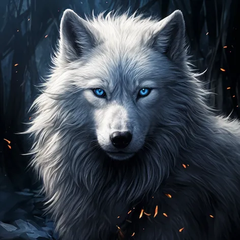 Wolf, blue eyes, white