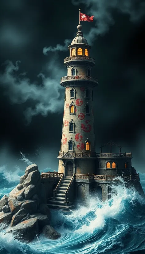 elaborate fantasy lighthouse with