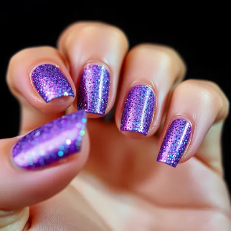 purple glitter nails