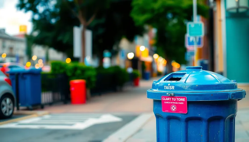 blue trash can