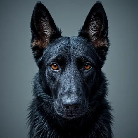 Black shepherd dog, cyberpunk,