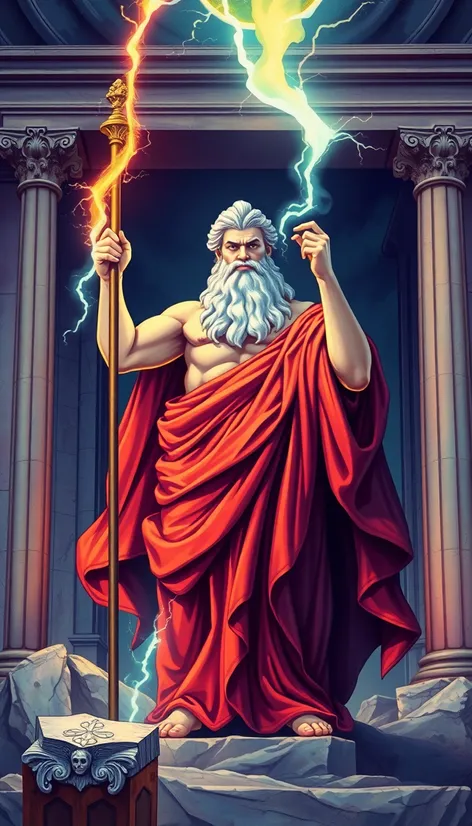 zeus holding lightning bolt