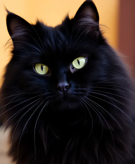 long haired black cat