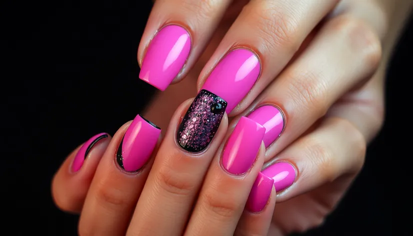 pink and black nails