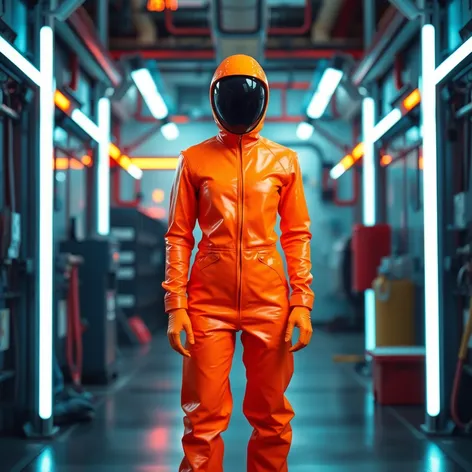 latex orange jumpsuit