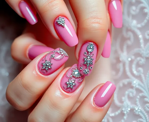 pink nail design