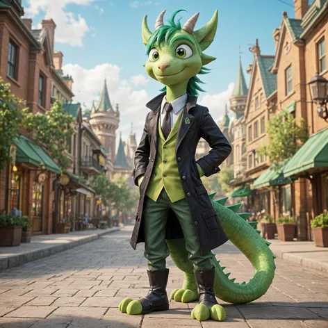 Anthro green male dragon