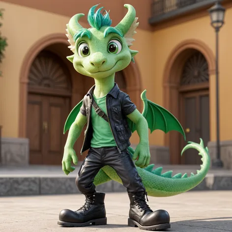 Anthro green male dragon