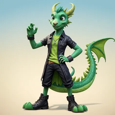 Anthro green male dragon