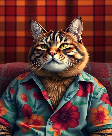 cat hawaiian shirt coffee