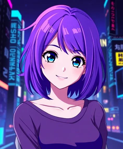 purple hair anime girl