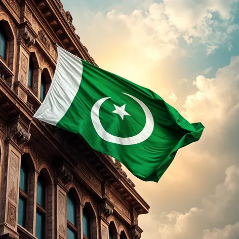 Pakistan flag on building