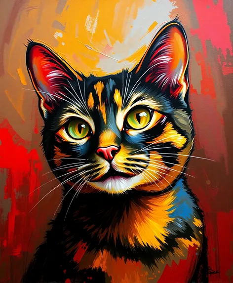 cat paintingon dark background