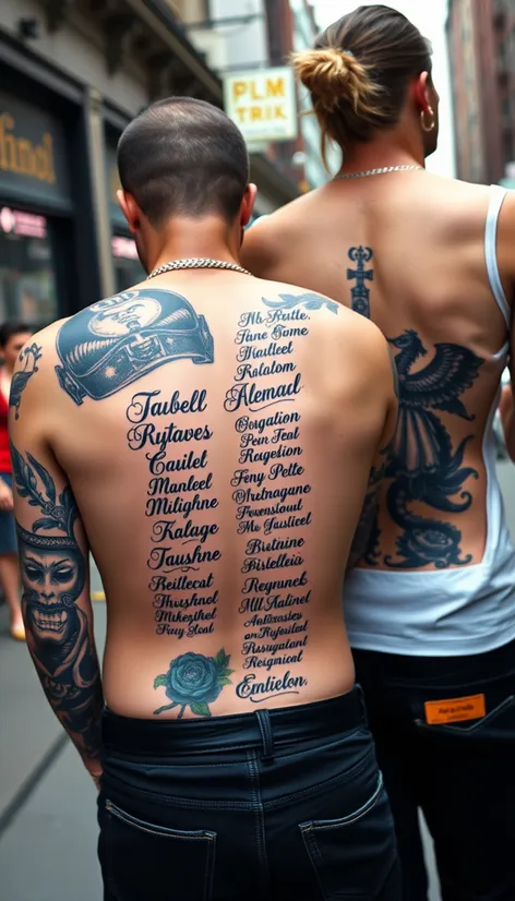 back tattoos last names