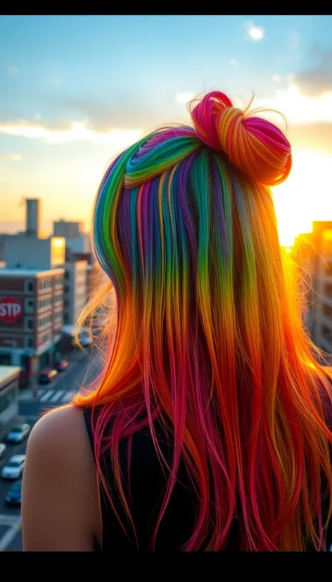 rainbow dyed hair