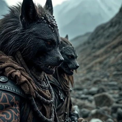 Brutal wolf skin warriors