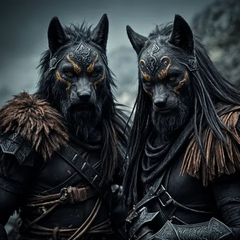 Brutal wolf skin warriors