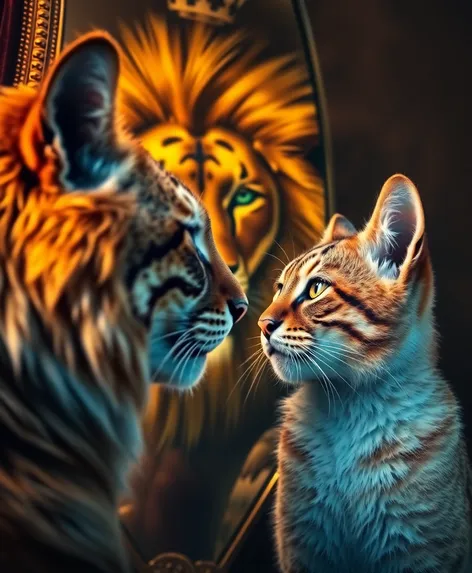 cat looking into mirror