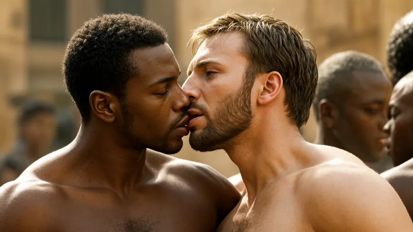 Chris Evans kissing Black