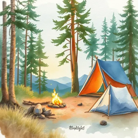 artistic camping watercolor