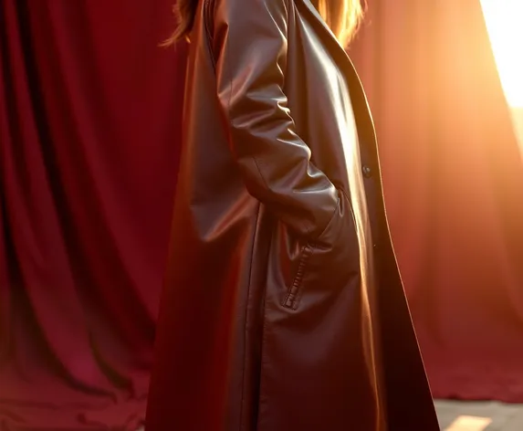 ladies long leather coat