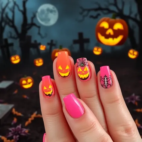 pink halloween nails