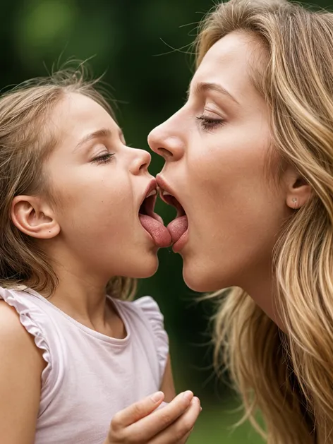 Mom passionately tongue kisses