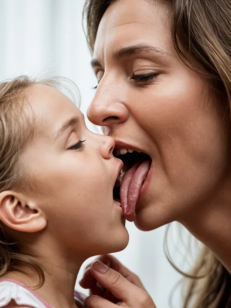 Mom passionately tongue kisses