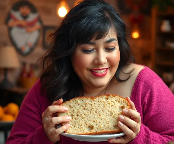 a fat woman eating