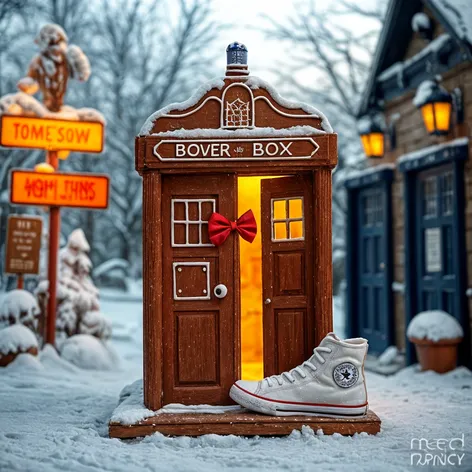 TARDIS gingerbread and wintery