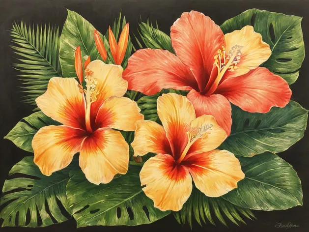 hawaiian flower drawing