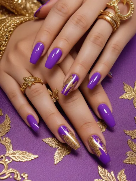 purple and gold nails