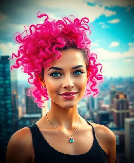 curly pink hair