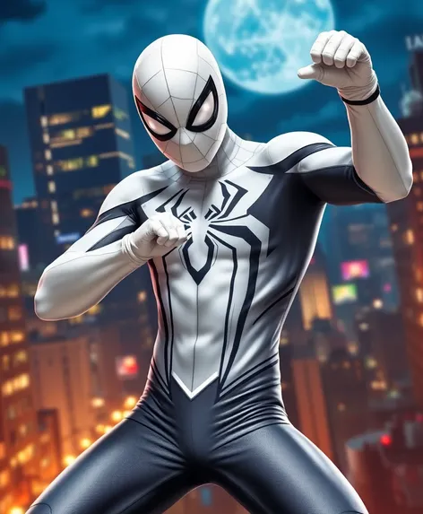 white spider man suit