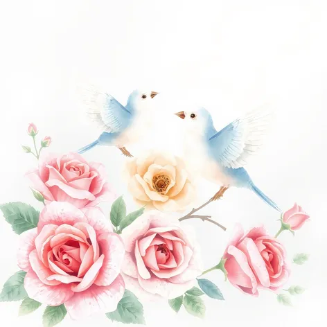 birds roses graphic vewctor