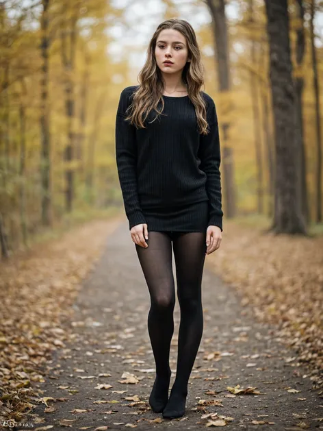 Teen in black tights